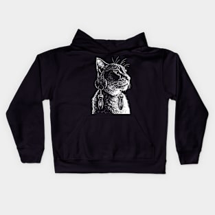 A cat with earrings in its ears Kids Hoodie